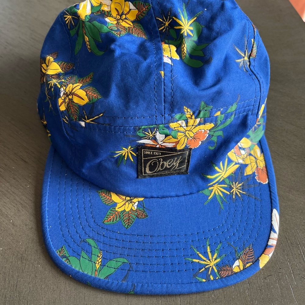 Obey Blue and Yellow floral Print Cap